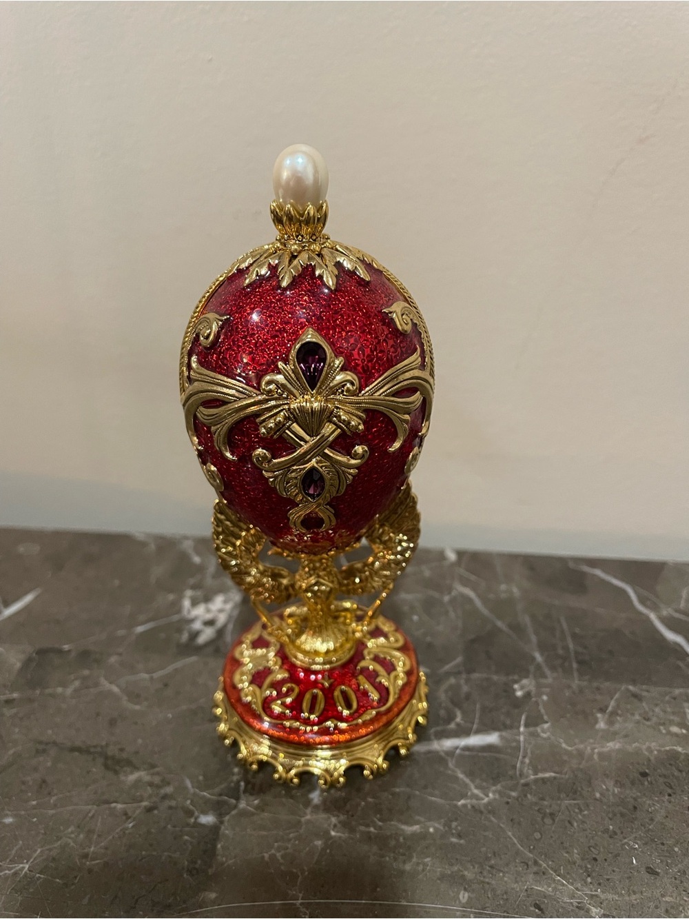 Vintage Joan Rivers 2001 Deep Red Enamel Egg